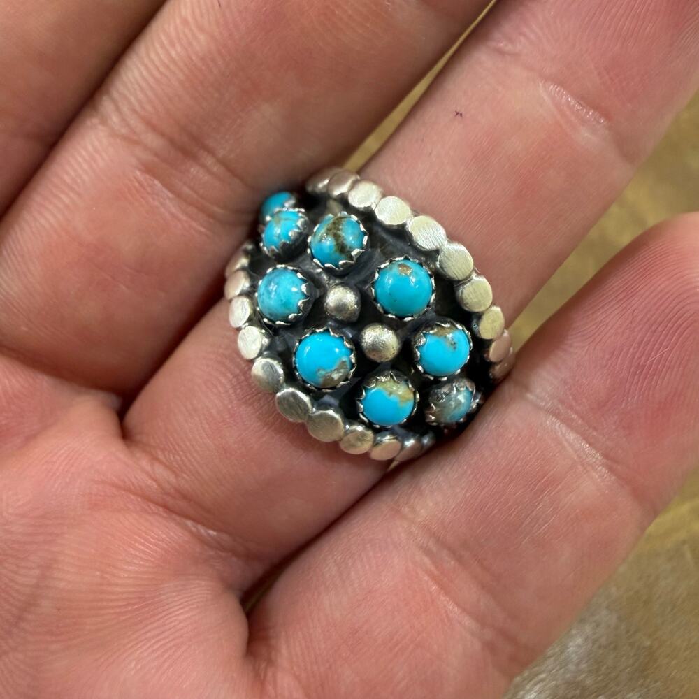 Native American Turquoise & Sterling Silver Ring Size 9 by Harry B Yazzie